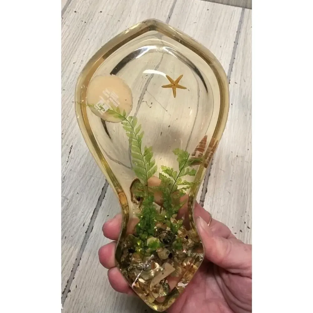 Vintage Lucite Sea Theme Spoon Rest Starfish Coral Sand Design Gifts Beach House